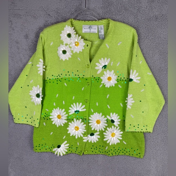 RARE design options by Phillip and Jane Gordon daisy cardigan xl preowned - Picture 1 of 8